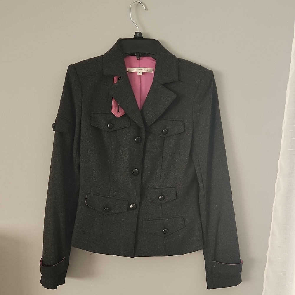 Diane Von Furstenberg Black Blazer with Pink Lining